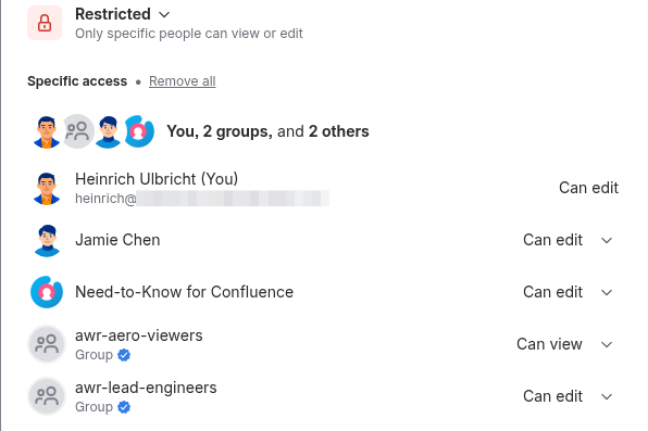 Portal page restrictions screenshot